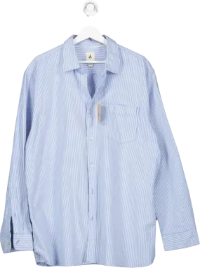 Amazon Blue Cotton Pinstripe Shirt UK XL