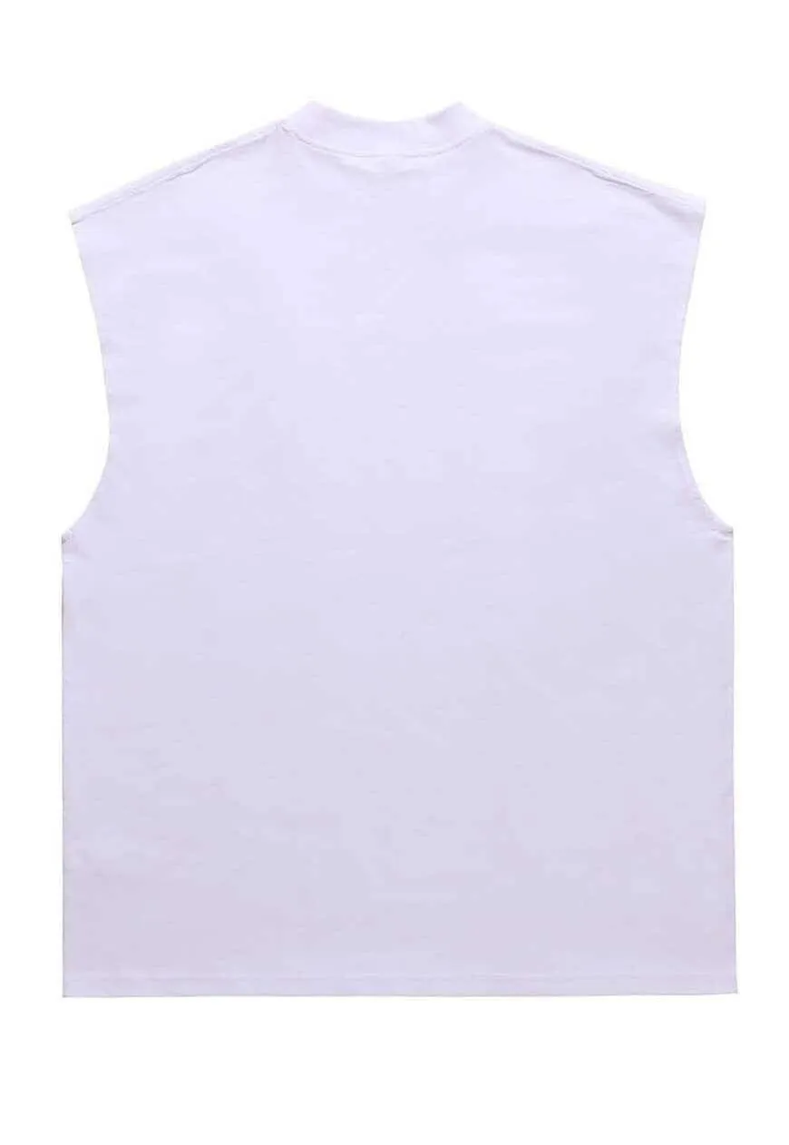 Anime print sleeveless t-shirt retro tank top surfer vest