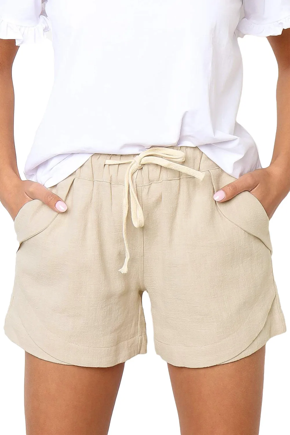 Beige Faylin High Waist Shorts