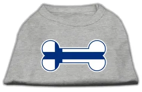 Bone Shaped Finland Flag Screen Print Shirts Grey XXXL(20)