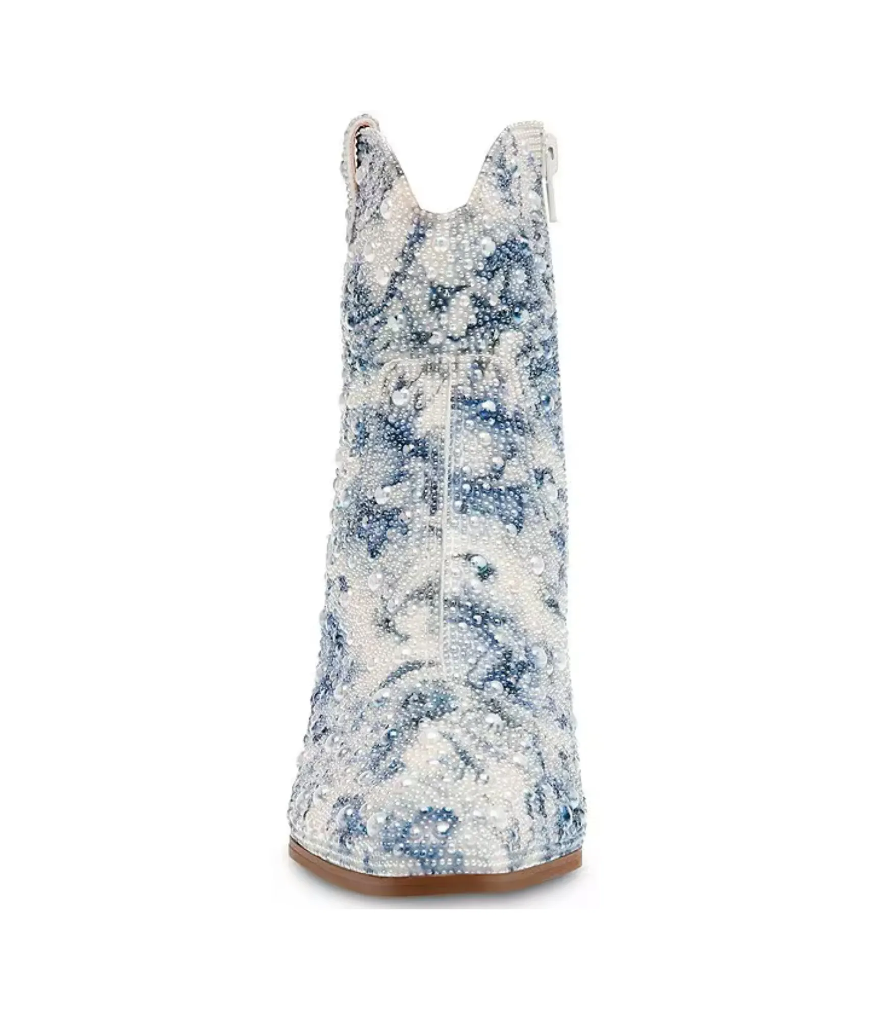 Diva Blue Floral Rhinestone Ankle Boots