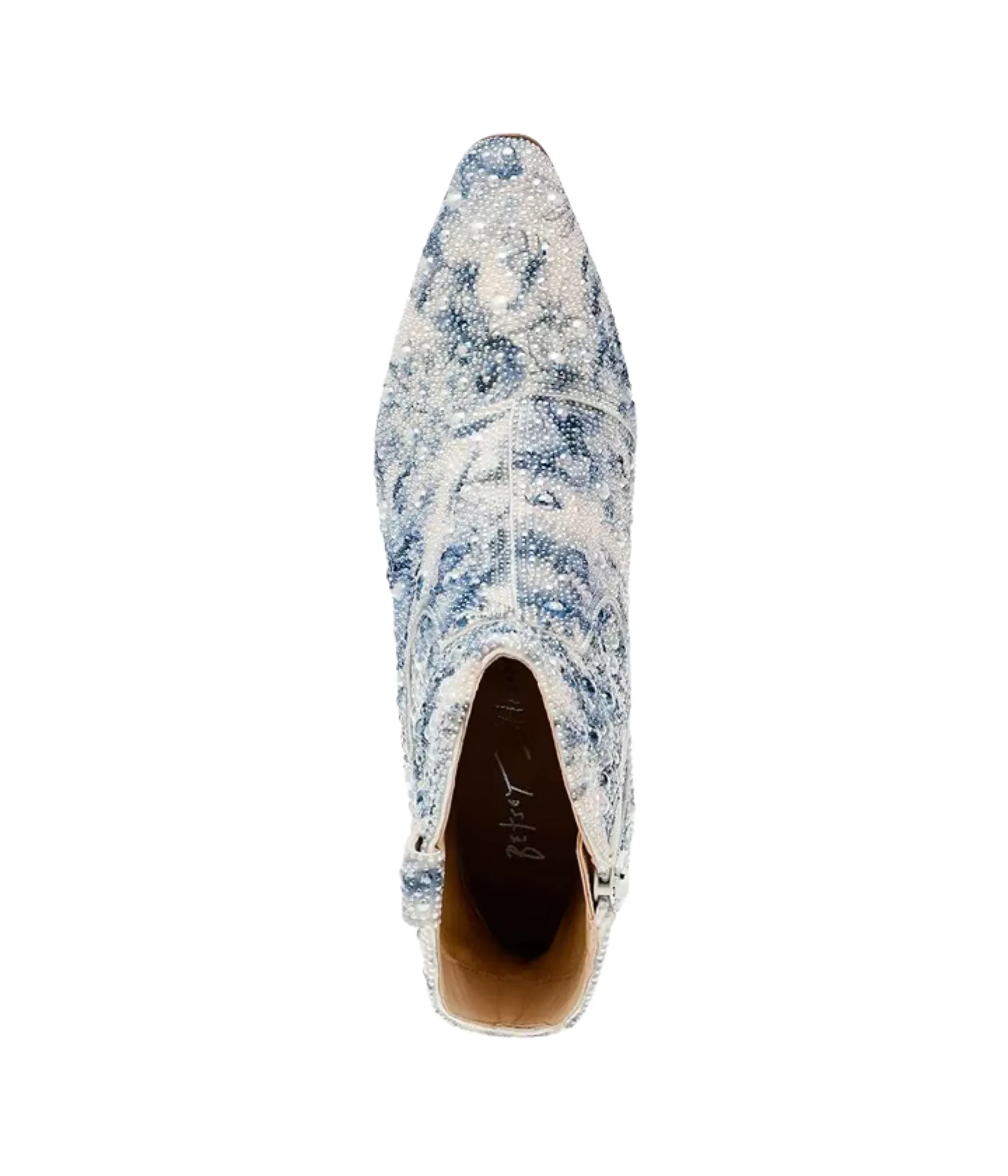 Diva Blue Floral Rhinestone Ankle Boots
