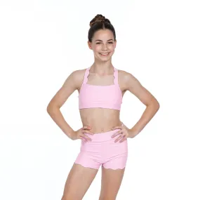 Emily: Scalloped Hem Active Short in Pink