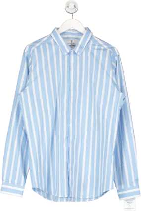 Father Sons Blue Classic Deckchair Woven Stripe Long Sleeve Shirt UK XL