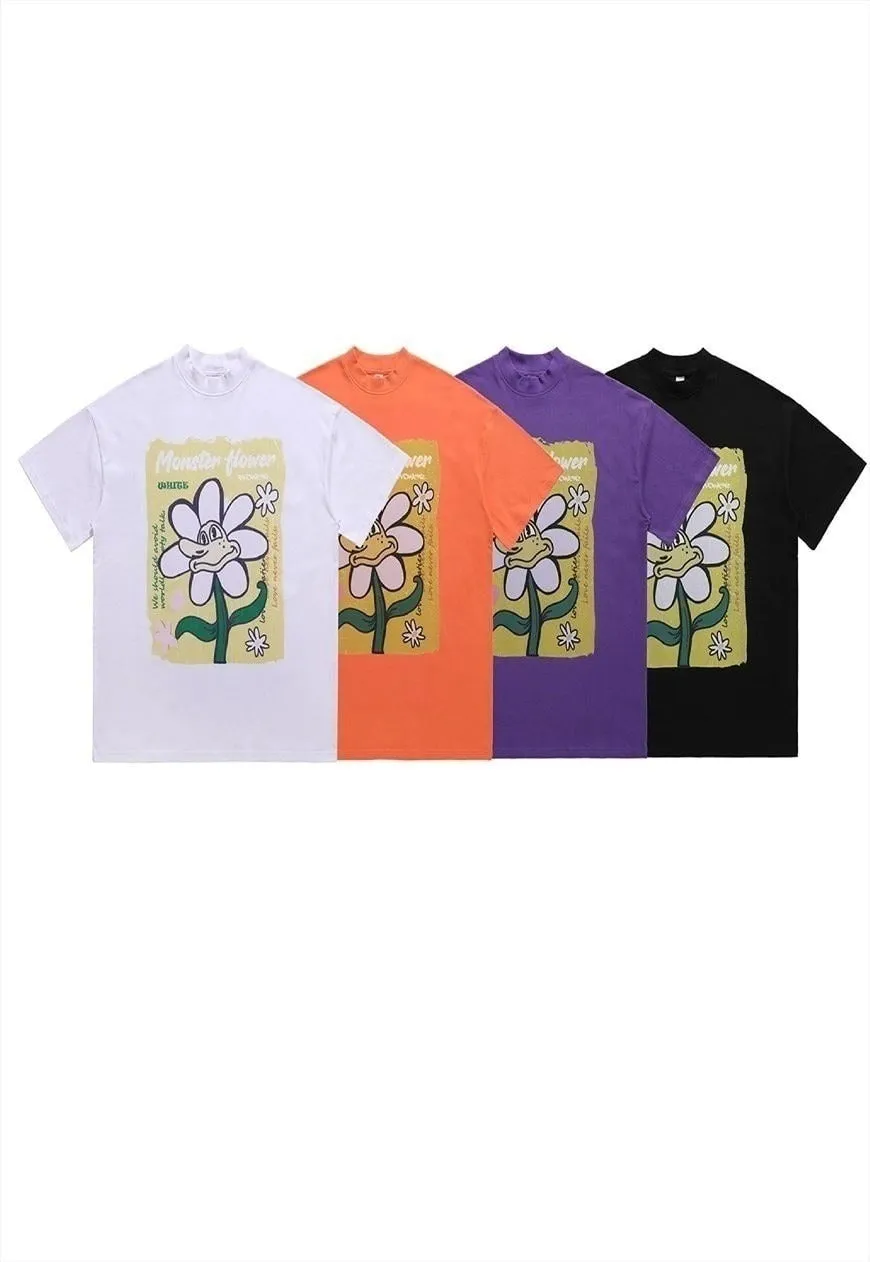 Floral t-shirt vintage poster print tee 70s hippie top white