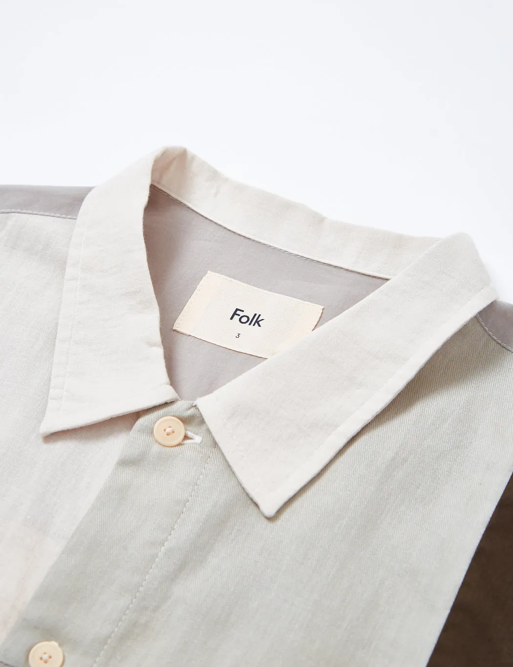 Folk Patchwork Seoul Shirt - Pale Olive Mix