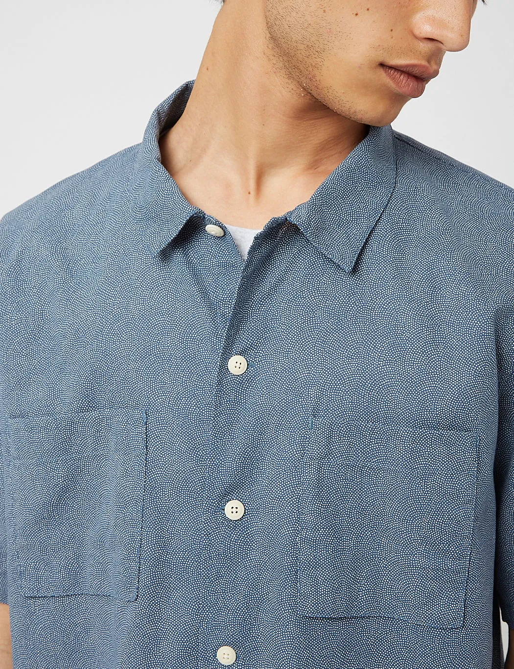 Folk Raft Shirt - Woad Micro Dot