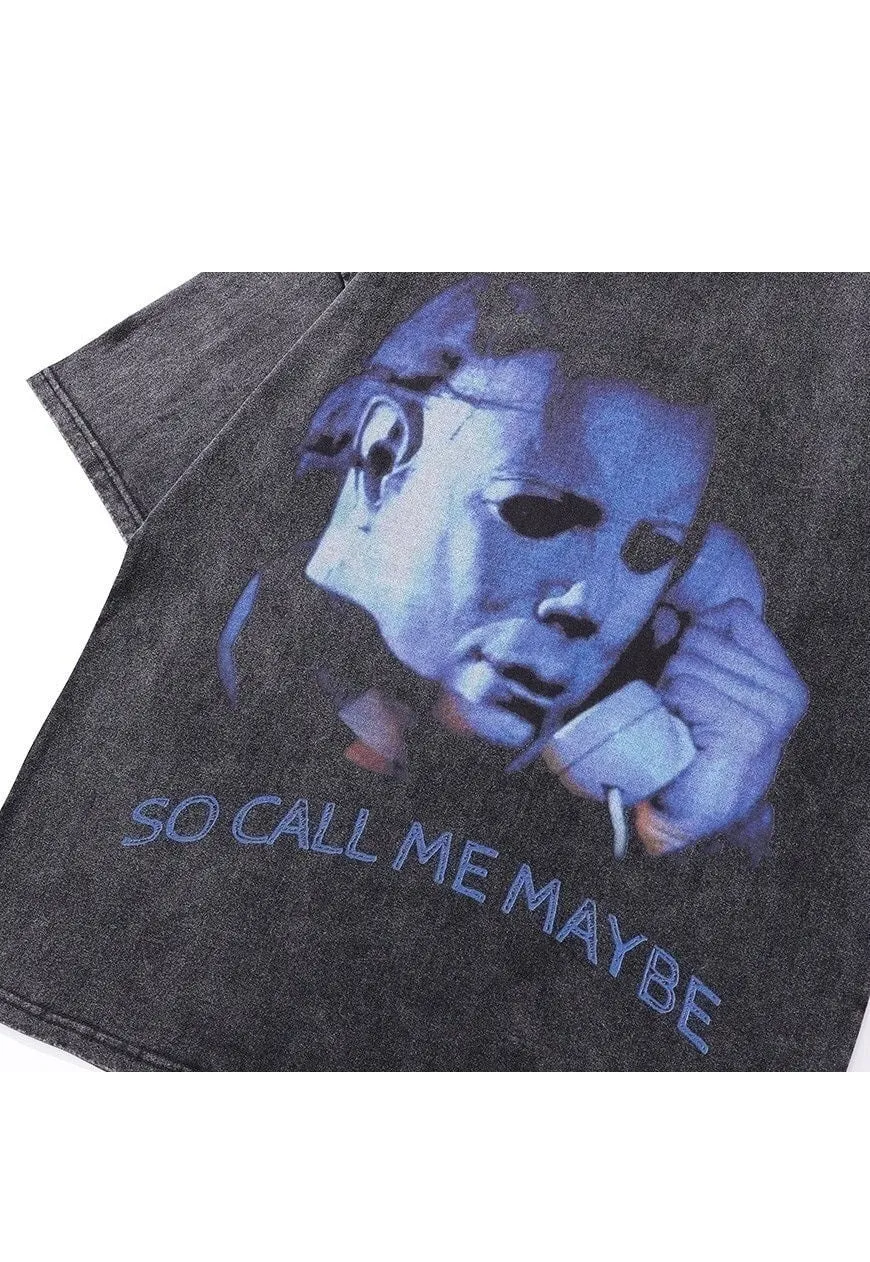 Horror movie t-shirt Halloween tee Jason top in vintage grey