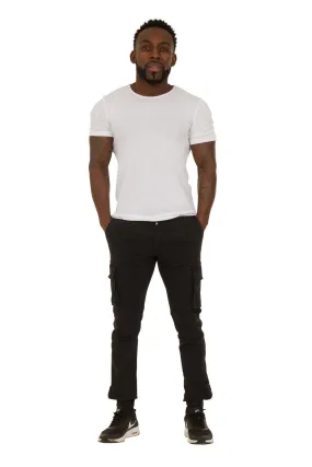 Men's Cargo Trousers - Elasticated and Zipped at ankle - Black