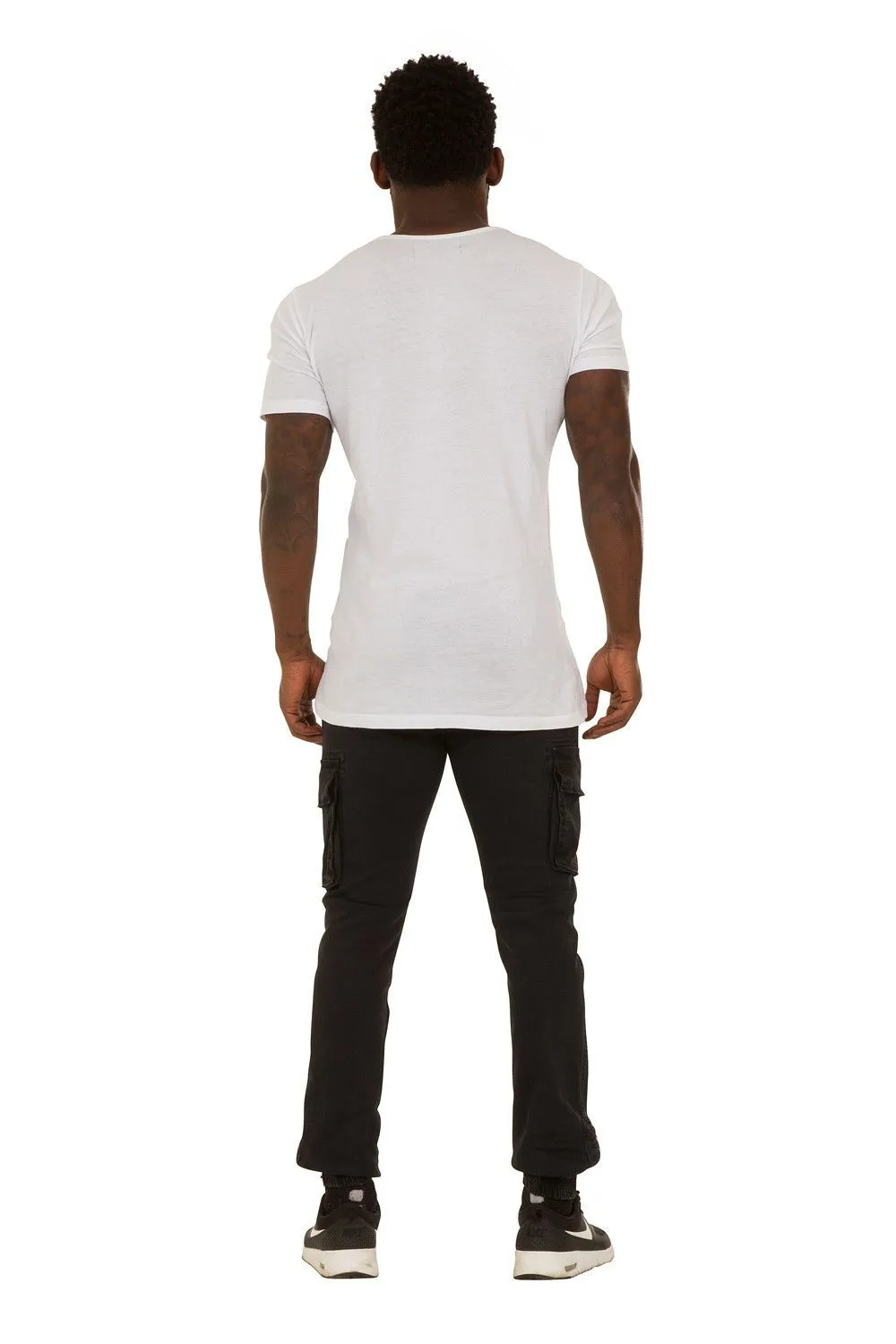 Men's Cargo Trousers - Elasticated and Zipped at ankle - Black