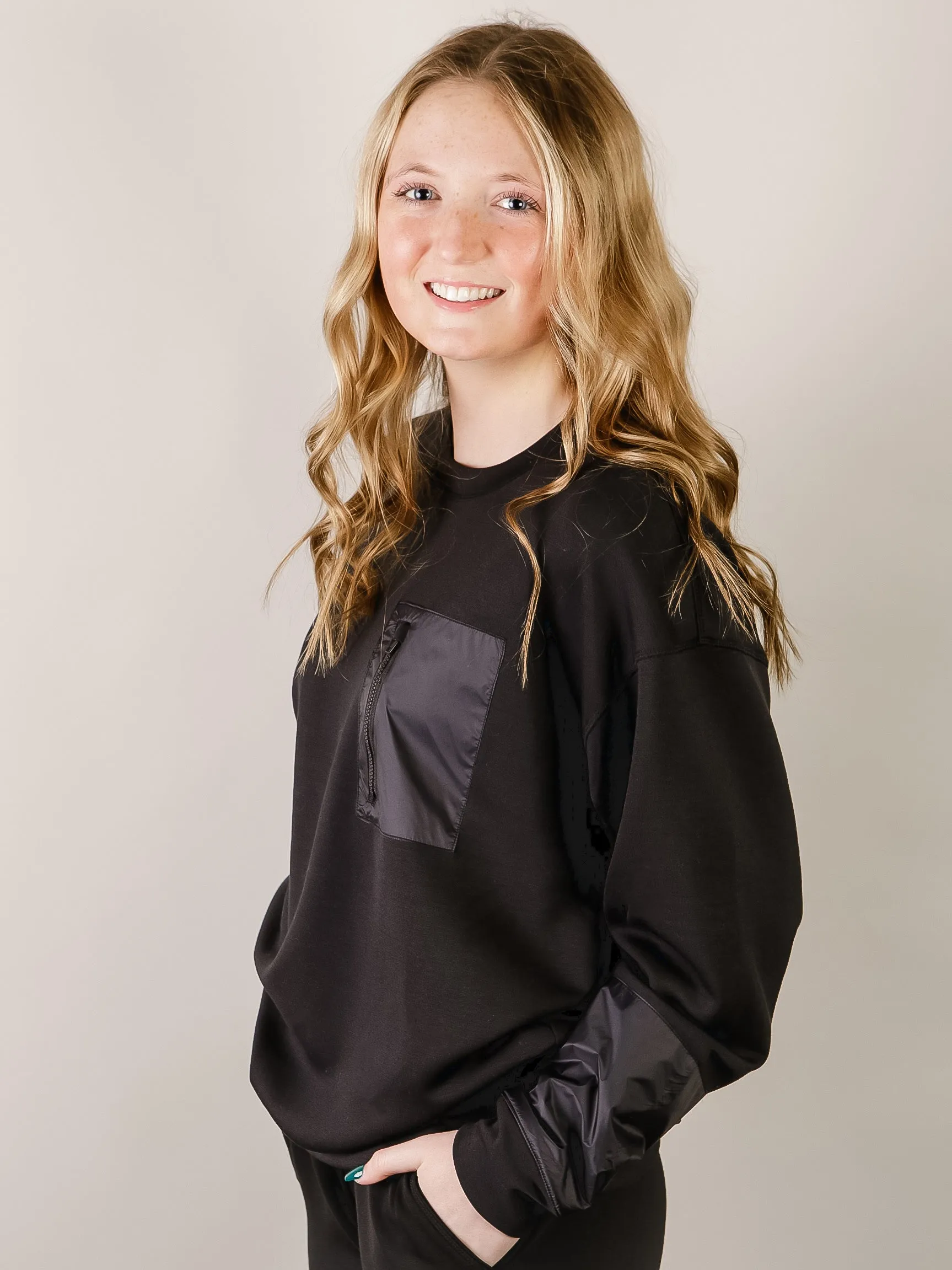 Modal Blend Black Crewneck Pullover