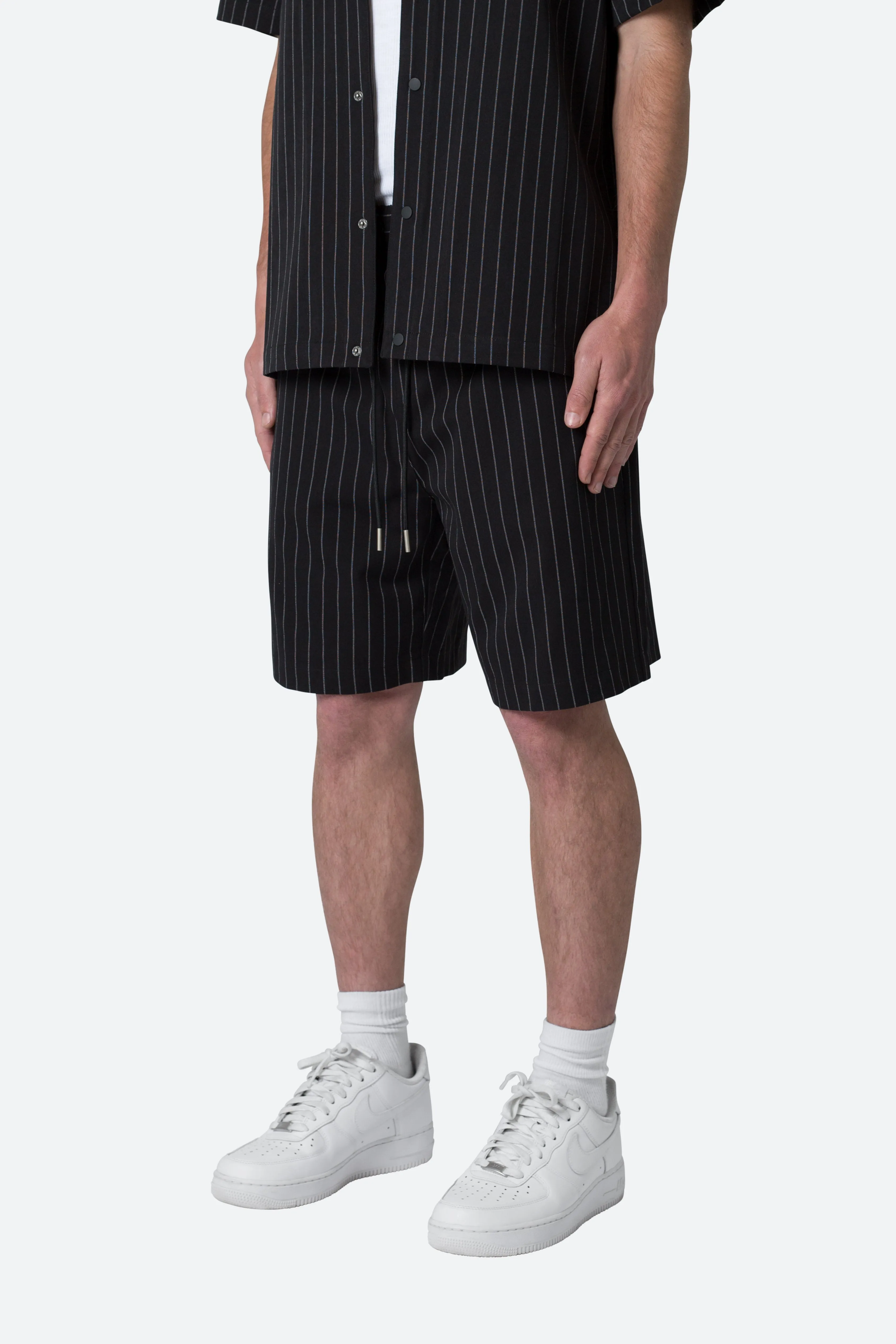 Pinstripe Shorts - Black