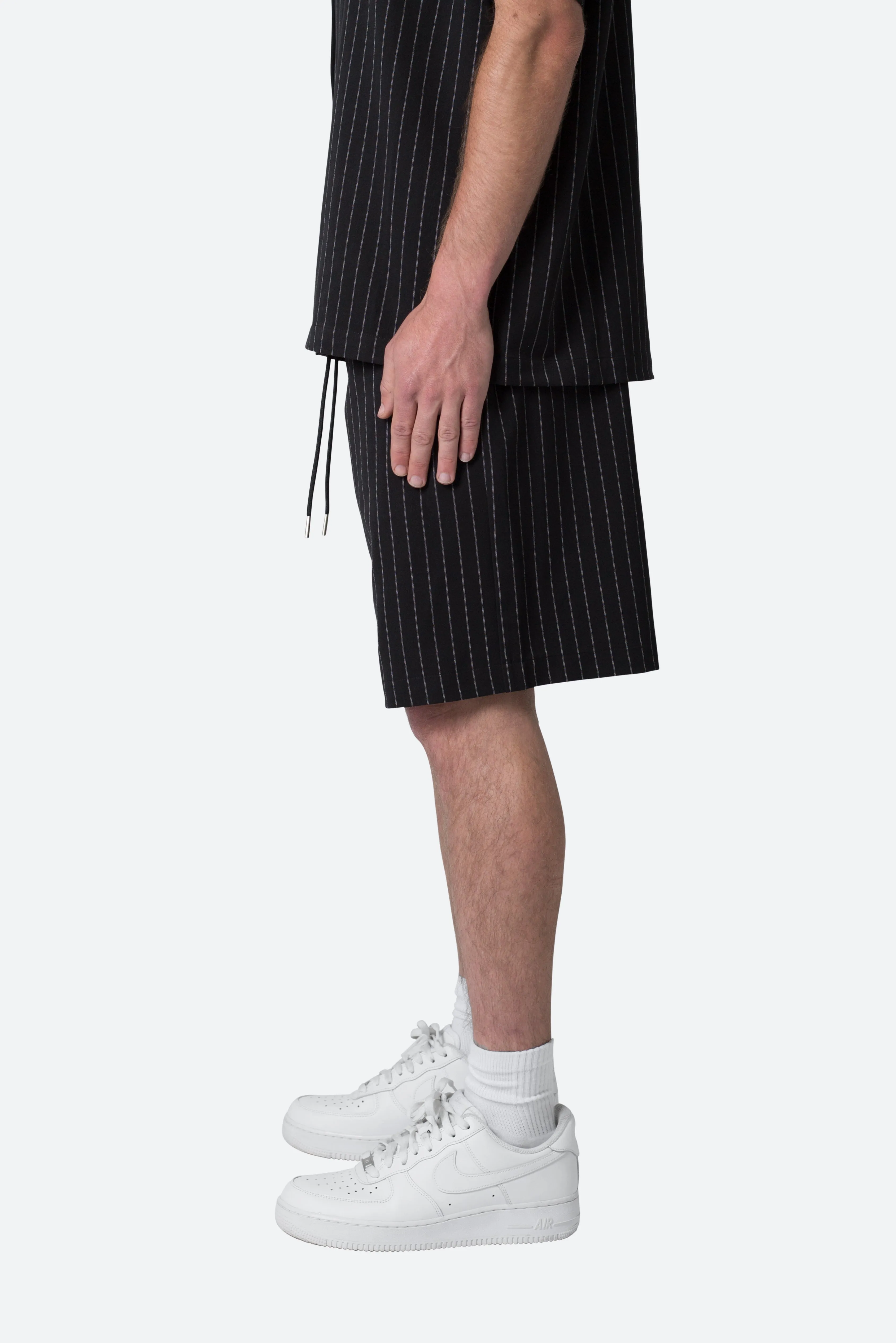 Pinstripe Shorts - Black