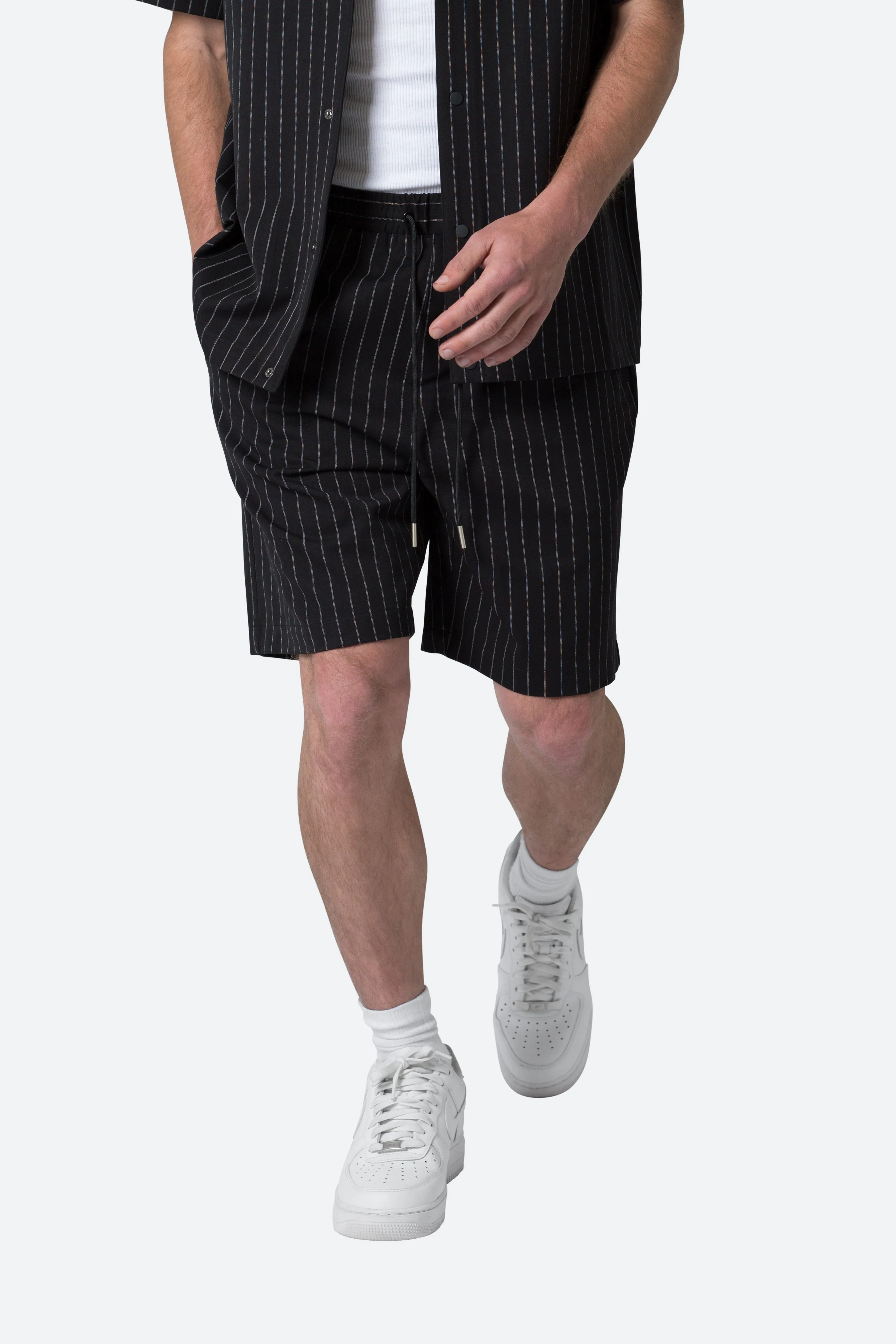 Pinstripe Shorts - Black