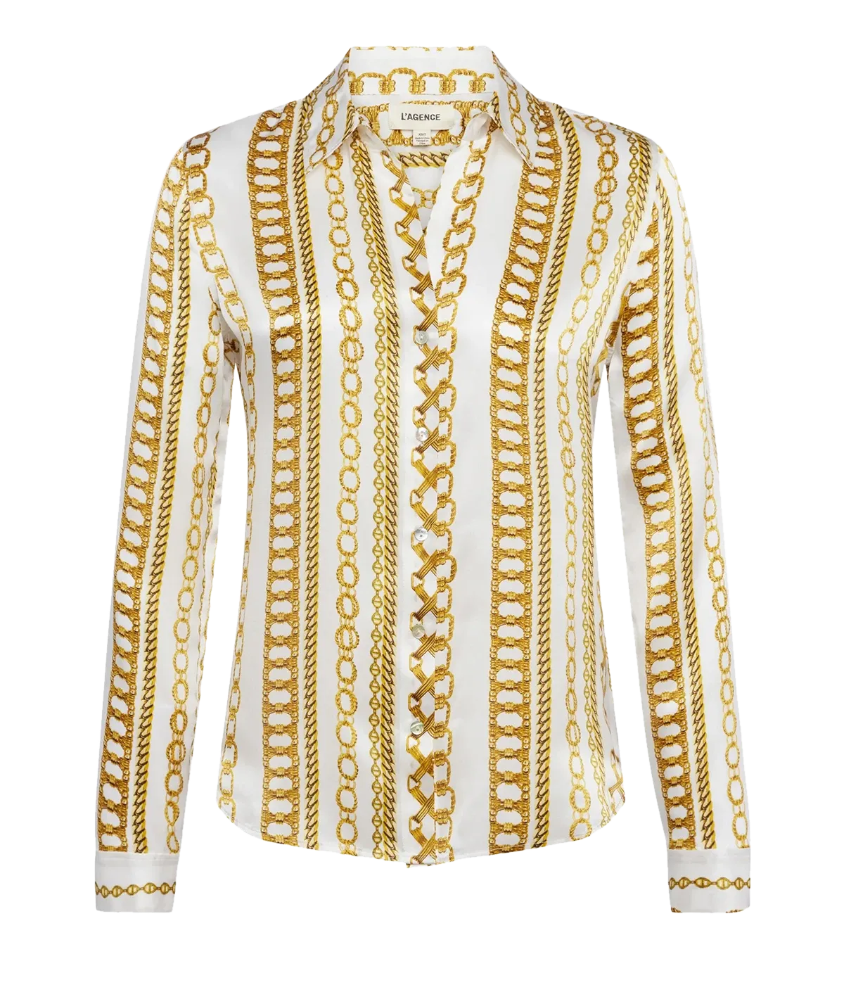 Tyler Long Sleeve Shirt in White Multi Stripe Chain