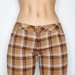 Vintage 90s Brown Plaid Flare Pants (Small)