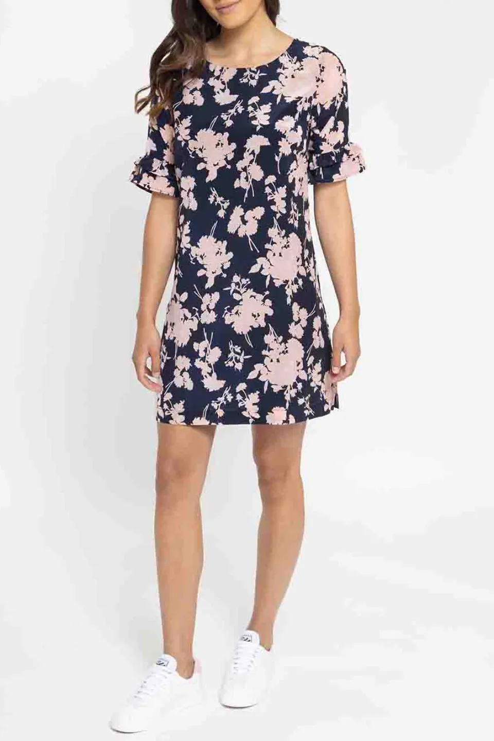 Wanderer Navy Pink Shadow Mini SS Shift Dress