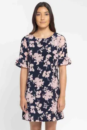 Wanderer Navy Pink Shadow Mini SS Shift Dress