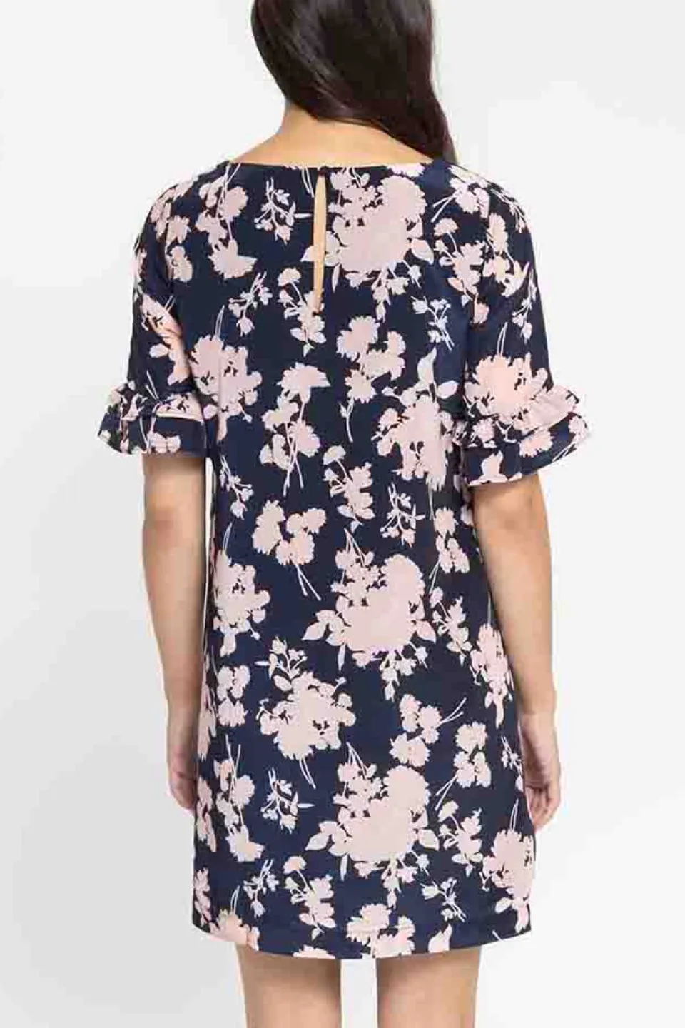 Wanderer Navy Pink Shadow Mini SS Shift Dress