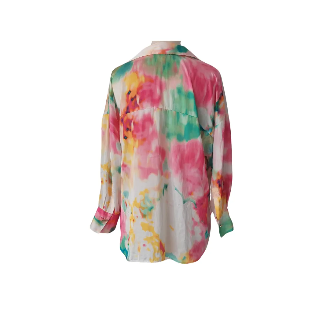 ZARA Multicolor Satin Collared Single Button Shirt | Pre loved |